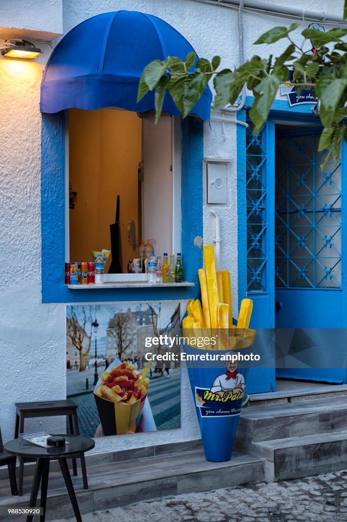 Small shop selling french fries in Alacati.
