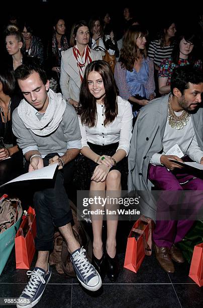 Model April Rose Pengilly attends the front row for the Manning Cartell collection show on the third day of Rosemount Australian Fashion Week...