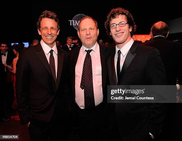 Seth Meyers, Harvey Weinstein and Andy Samberg attend Time's 100 most influential people in the world gala at Frederick P. Rose Hall, Jazz at Lincoln...