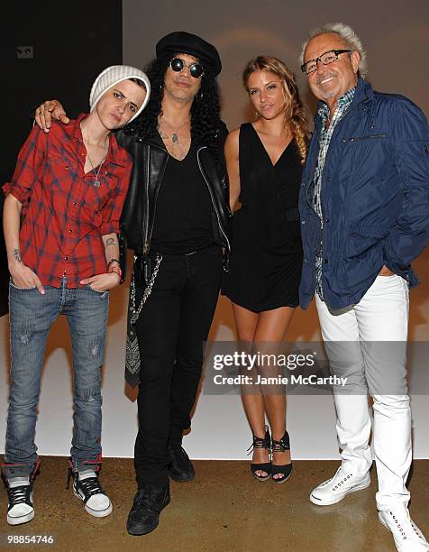 Samantha Ronson, musician Slash, designer Charlotte Ronson and musician Mick Jones attend Charlotte Ronson and JCPenney Spring Cocktail Jam held at...