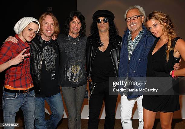 Samantha Ronson, musician Jeff Pilson, musician Kelly Hansen, musician Slash, musician Mick Jones and designer Charlotte Ronson attend Charlotte...