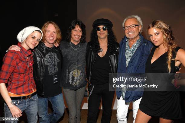 Samantha Ronson, musician Jeff Pilson, musician Kelly Hansen, musician Slash, musician Mick Jones and designer Charlotte Ronson attend Charlotte...