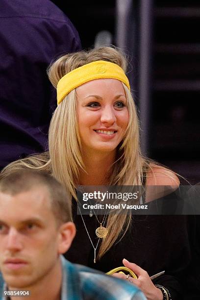 Kaley Cuoco attends a game between the Utah Jazz and the Los Angeles Lakers at Staples Center on May 4, 2010 in Los Angeles, California.