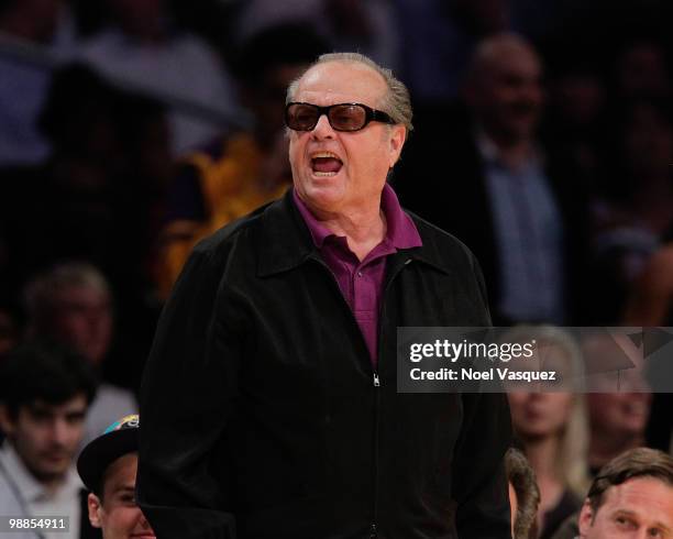 Jack Nicholson attends a game between the Utah Jazz and the Los Angeles Lakers at Staples Center on May 4, 2010 in Los Angeles, California.