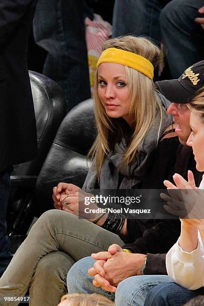 Kaley Cuoco attends a game between the Utah Jazz and the Los Angeles Lakers at Staples Center on May 4, 2010 in Los Angeles, California.