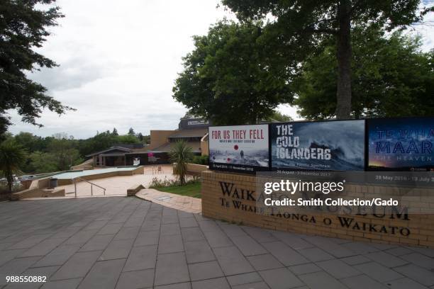 Facade of the Waikato Museum, a regional art museum and cultural center in Hamilton, New Zealand, November, 2017.