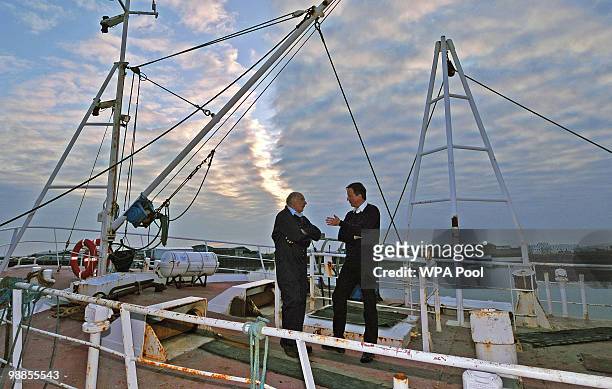 Conservative Party leader David Cameron pays a visit to Grimsby fish market, on May 5, 2010 in Grimsby, England. Today is the full last day of...