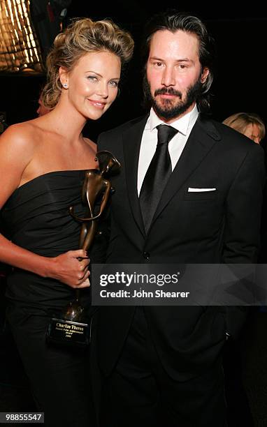 Charlize Theron, recipient of the Desert Palm Achievement Award , and Keanu Reeves