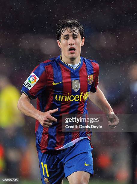 Bojan Krkic of Barcelona in action during the La Liga match between Barcelona and Tenerife at Camp Nou stadium on May 4, 2010 in Barcelona, Spain.