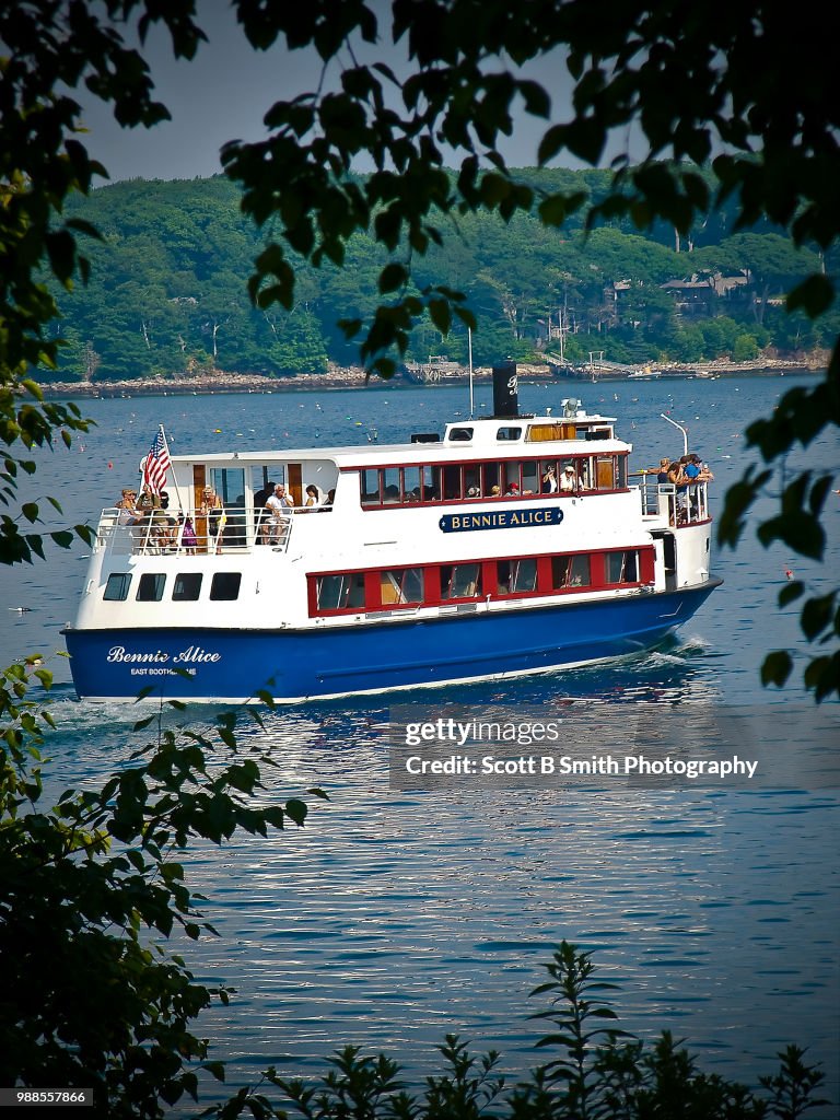 The Bennie Alice ferry for Cabbage Island Clambakes, Boothbay Harbor Maine