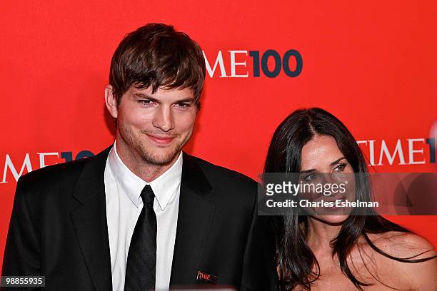 Actors Ashton Kutcher and Demi Moore attend the 2010 TIME 100 Gala at the Time Warner Center on May 4, 2010 in New York City.