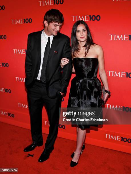 Actors Ashton Kutcher and Demi Moore attend the 2010 TIME 100 Gala at the Time Warner Center on May 4, 2010 in New York City.
