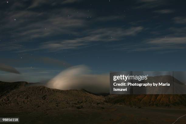 mt. bromo and mt. batok from cemoro lawang village - bromo tengger semeru national park stockfoto's en -beelden