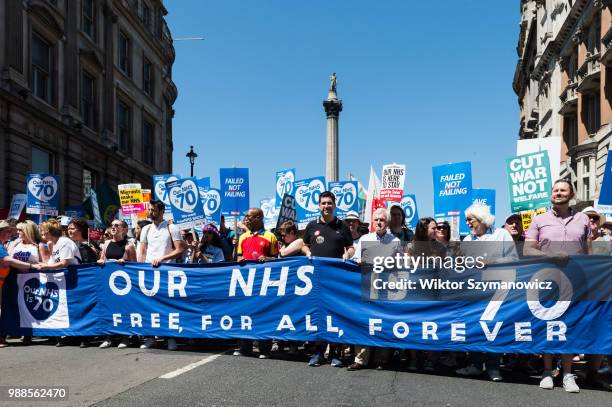 Shadow Chancellor John McDonnell joined thousands of demonstrators taking part in a march followed by a rally outside Downing Street in central...