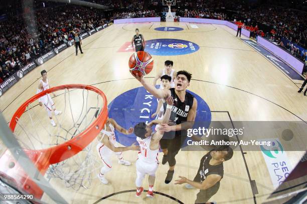 Reuben Te Rangi of New Zealand puts up a shot during the FIBA World Cup Qualifying match between the New Zealand Tall Blacks and China at Spark Arena...