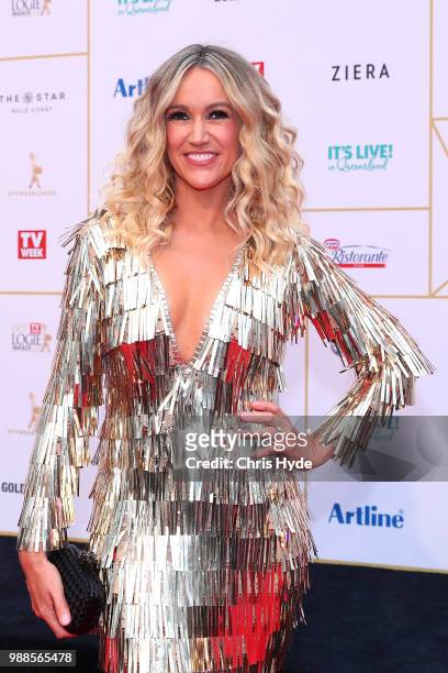 Leila McKinnon arrives at the 60th Annual Logie Awards at The Star Gold Coast on July 1, 2018 in Gold Coast, Australia.