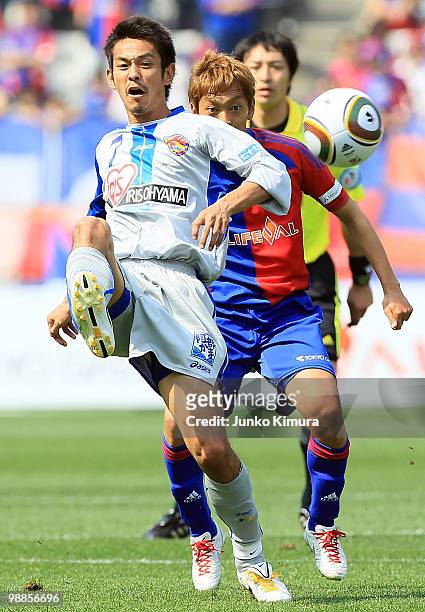 Naoki Chiba of Vegalta Sendai in action during the J. League match between FC Tokyo and Vegalta Sendai at Ajinomoto Stadium on May 5, 2010 in Tokyo,...