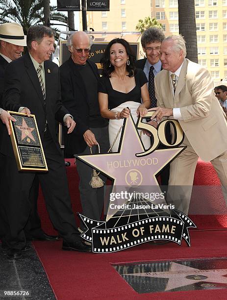 Leron Gubler, Larry David, Julia Louis-Dreyfus, Alan Horn and Tom LaBonge unveil Julia Louis-Dreyfus' star on the Hollywood Walk of Fame on May 4,...