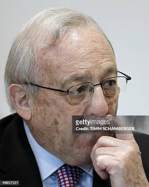 German-Canadian arms dealer Karlheinz Schreiber waits for his verdict at court in Augsburg, southern Germany, on May 5, 2010. The court sentenced...