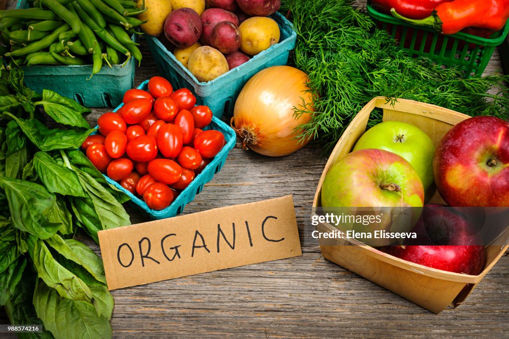 Organic market fruits and vegetables