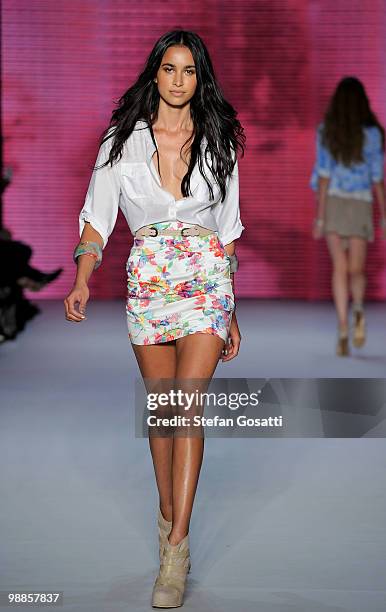 Model showcases designs by Nookie on the catwalk on the third day of Rosemount Australian Fashion Week Spring/Summer 2010/11 at the Overseas...