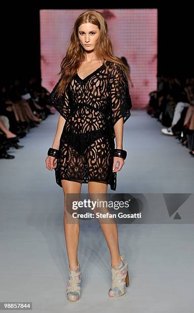 Model showcases designs by Nookie on the catwalk on the third day of Rosemount Australian Fashion Week Spring/Summer 2010/11 at the Overseas...