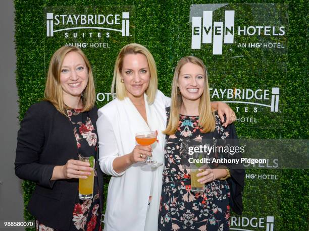 Guests enjoying the Grand Opening Event, EVEN Hotel and Staybridge Suites Seattle on June 28, 2018 in Seattle, Washington.