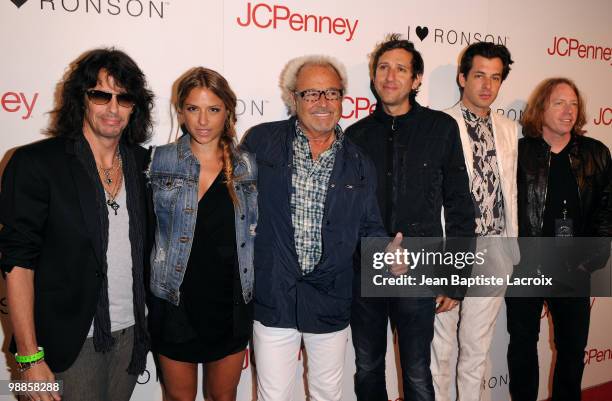 Kelly Hansen of Foreigner, designer Charlotte Ronson, musician Mick Jones of Foreigner, guest, DJ Mark Ronson and Jeff Pilson of Foreigner attend the...