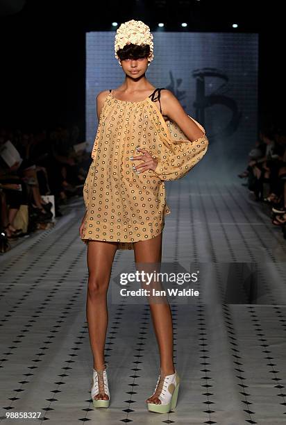 Model showcases designs by Anna & Boy on the catwalk on the third day of Rosemount Australian Fashion Week Spring/Summer 2010/11 at the Overseas...