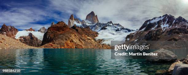 cloudy sky over mountains, el chalten, santa cruz, argentina - chalten stock pictures, royalty-free photos & images