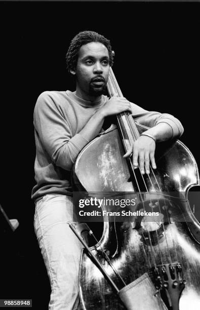 Bass player Santi Debriano performs live on stage at Meervaart in Amsterdam, Netherlands on October 14 1984