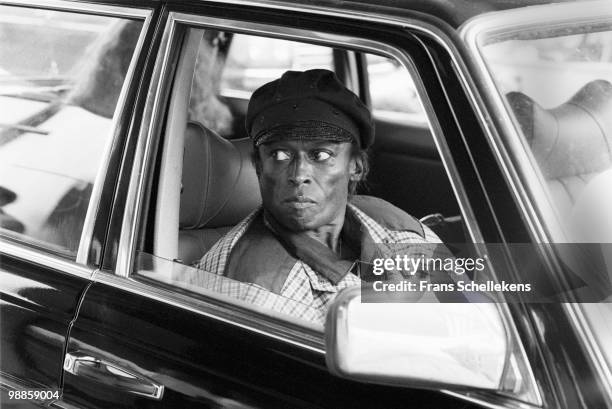 Miles Davis arrives by car at his hotel in The Hague, Holland on July 10 1984