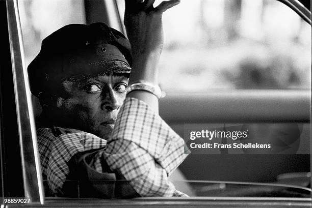 Miles Davis arrives by car at his hotel in The Hague, Holland on July 10 1984