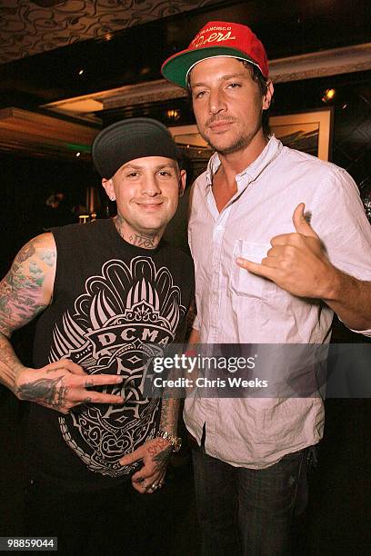 Benji Madden and Simon Rex attend the after party for I Heart Ronson Spring Cocktail Jam at Trousdale on May 4, 2010 in West Hollywood, California.