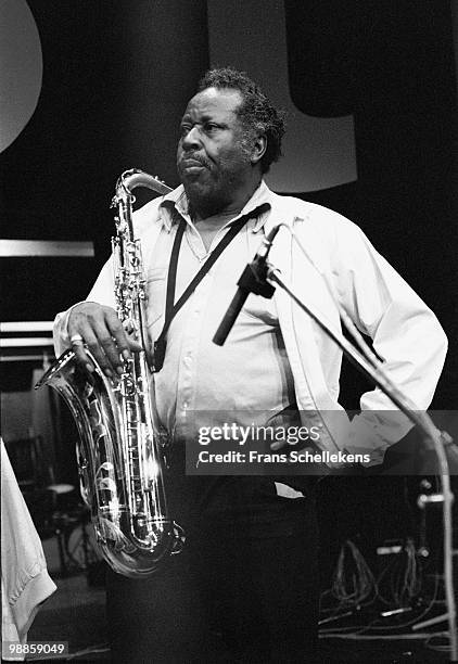 Tenor Sax player Eddie 'Lockjaw' Davis performs live on stage at the NOS Jazz Festival in Meervaart, Amsterdam, Netherlands on August 12 1982