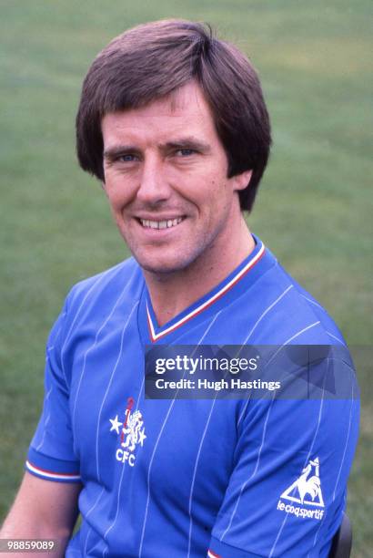 Portrait of Chelsea player Alan Mayes.