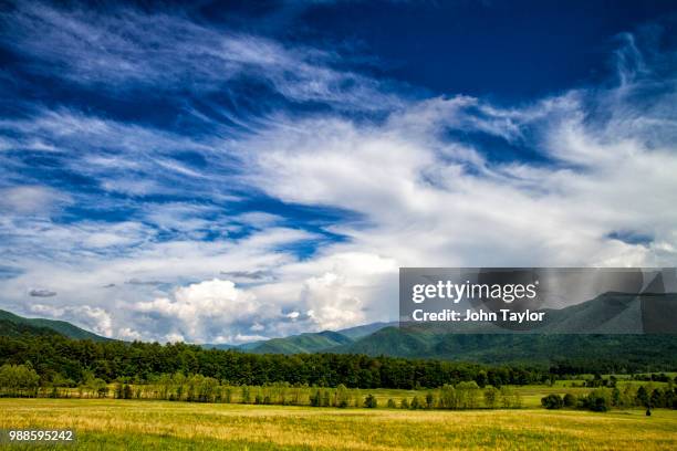 bold sky in cades cove - cades cove foto e immagini stock