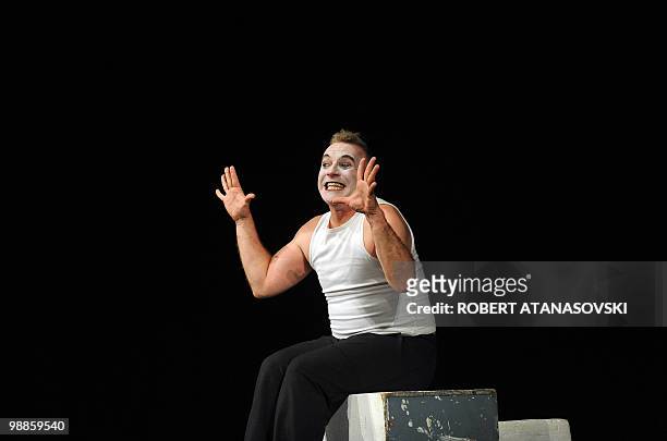 Actor Bill Bowers performs in the play "Under Montana Moon", during the 3rd International festival of mime and physical theatre "Panphys 2010," ,in...