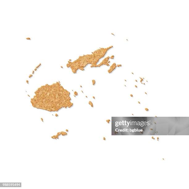 fiji map in cork board texture on white background - oceanian stock illustrations