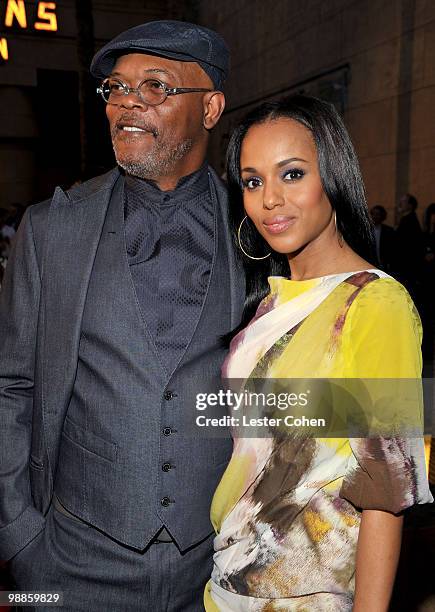 Actor Samuel L. Jackson and actress Kerry Washington arrive at the "Mother And Child" Los Angeles Premiere held at the Egyptian Theatre on April 19,...