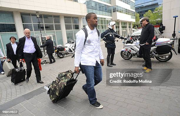 Lester McCalebb, #6 of Partizan Belgrade during the team's arrival at Pullman Bercy Hotel on May 5, 2010 in Paris, France.