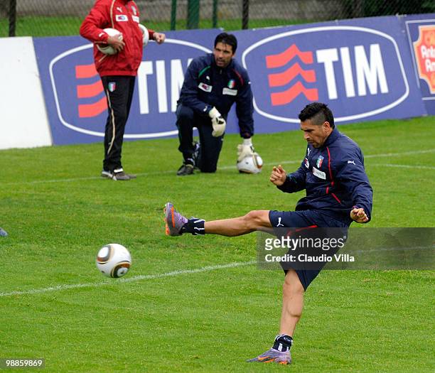 Marco Borriello during the Italy Training Session at Sport Center La Borghesiana on May 5, 2010 in Rome, Italy.