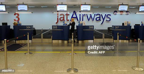 Photo shows closed flight check-in desks after the closure of the airspace over Serbia on April 17, 2010 at Belgrade's airport. Airspace over Serbia...