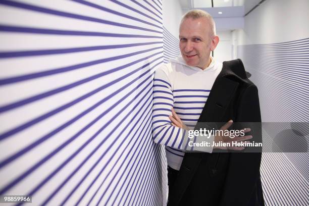 Fashion designer Jean-Paul Gaultier poses during the presentation of 'La Suite Elle Decoration' at Cite de l'Architecture et du Patrimoine on May 5,...