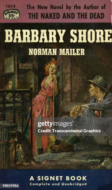Iew of the cover of the first paperback edition of Norman Mailer's novel 'Barbary Shore,' 1953.
