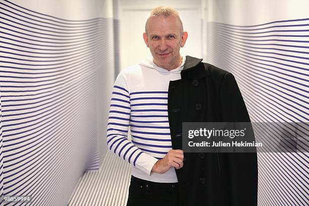 Fashion designer Jean-Paul Gaultier poses during the presentation of 'La Suite Elle Decoration' at Cite de l'Architecture et du Patrimoine on May 5,...