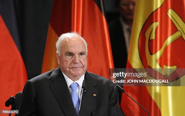 Former German chancellor Helmut Kohl addresses guests during his official birthday reception in his hometown of Ludwigshafen May 5, 2010. Kohl, who...