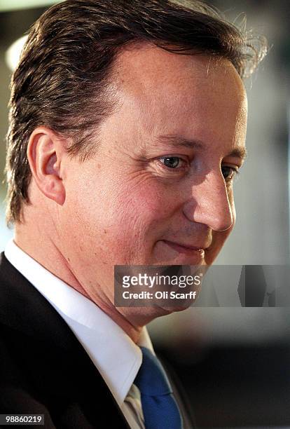 Conservative Party leader David Cameron meets workers at Dudley Ambulance Station on May 5, 2010 in Dudley, England. The leaders of all political...