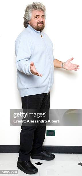 Beppe Grillo poses for a portrait session on December 22, 2007 in Genova, Italy.