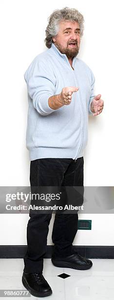 Beppe Grillo poses for a portrait session on December 22, 2007 in Genova, Italy.